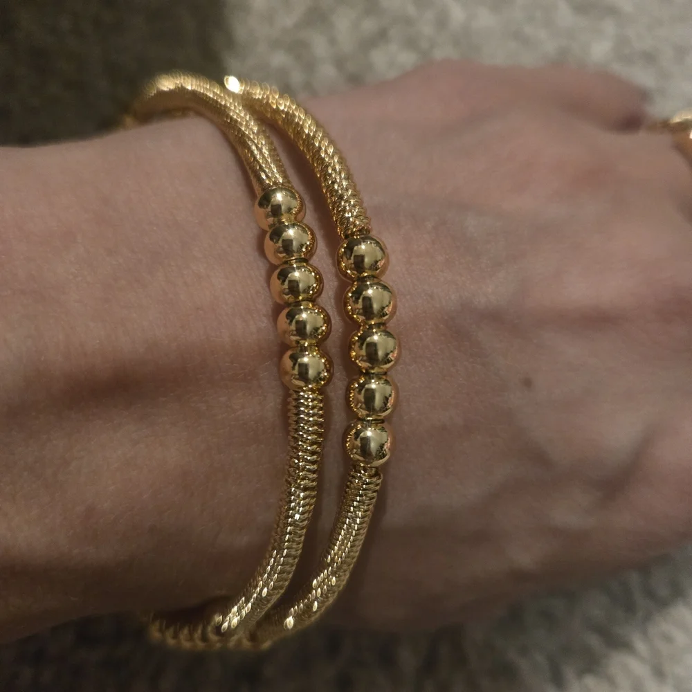 22kgp Dubai Jewelry Elegant Gold Bracelet Set